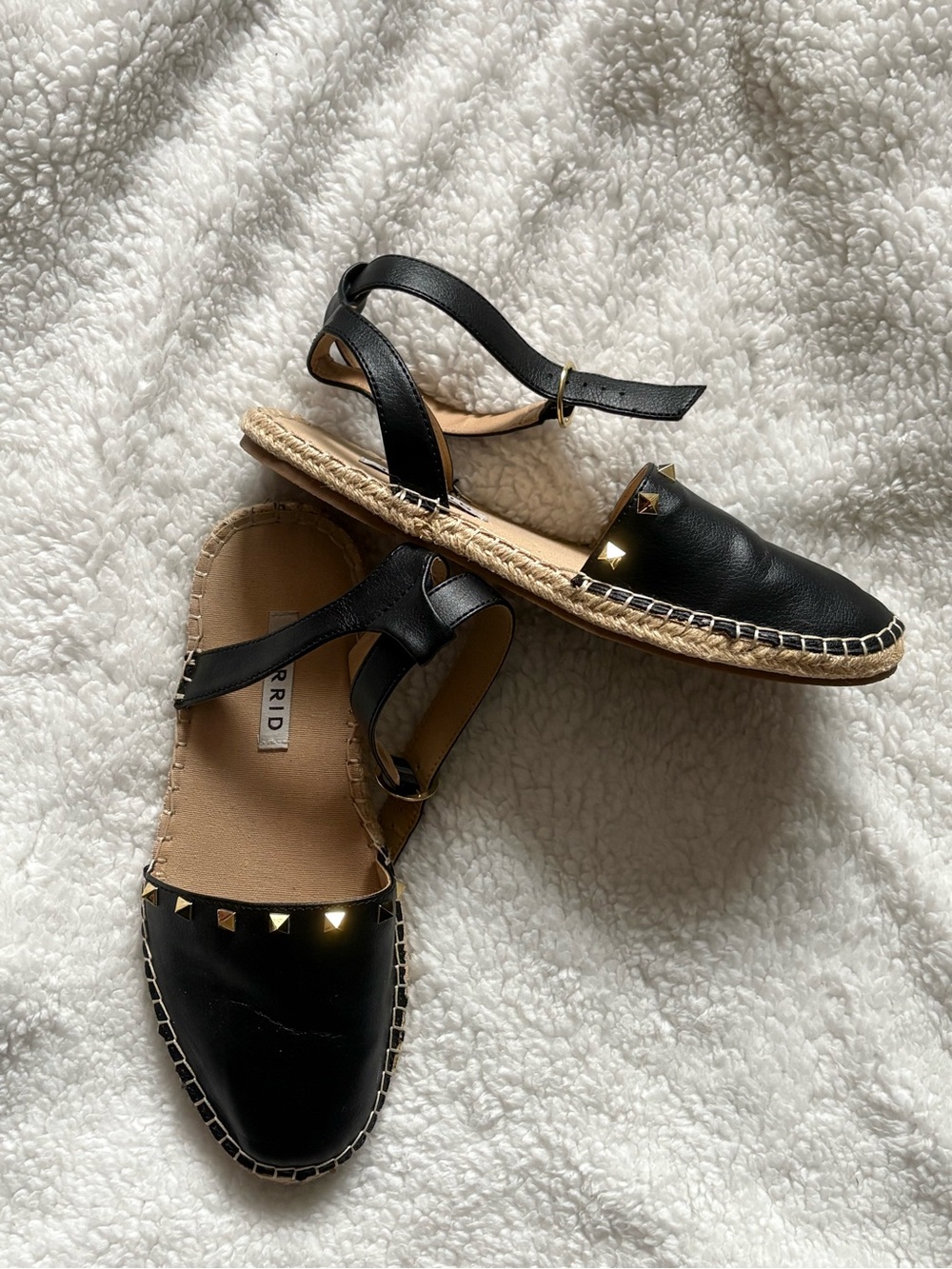 Torrid Black Studded Espadrille Flats | Ankle Strap | Wide Width | Size 9
